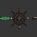 Fantasy Decorative Props With Hook Wooden Stand Green Orbs And Lit Candles