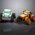 Green and Orange Electric Toy Monster Trucks With Big Wheels Cartoon Design For Kids Play