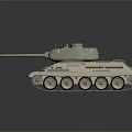 Military Tank With Light Green Turret Long Gun Barrel And Beige Tracks Design