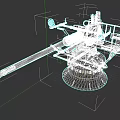 Military Naval Gun With Long Barrel Rotating Base Sighting Device And Seat