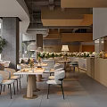 Elegant Modern Restaurant Interior With Large Windows Floral Arrangements Tables And Chairs