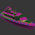 Decorative Model Ship With Cannons Green Accents Black Base And Wooden Details