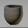 Handcrafted Ceramic Vase With Gradient Colors Textured Surface And Green Base 3d model