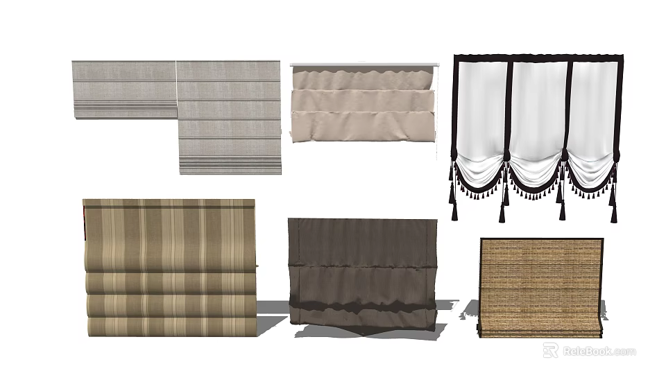 Various Stylish Venetian Blinds With Neutral Tones And Woven Textures For Windows 3d model 