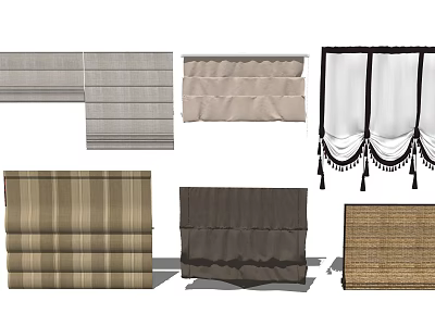 Various Stylish Venetian Blinds With Neutral Tones And Woven Textures For Windows 3d model