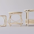Elegant Rattan Woven Side Tables With Modern Circular Top And Intricate Frame