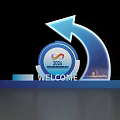 2024 Guide Sign With Blue Arrow Circular Logo And Welcome Text For Events
