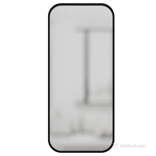 Full Length Modern Mirror With Decorative Silver Frame For Bedroom Wall 3d model 