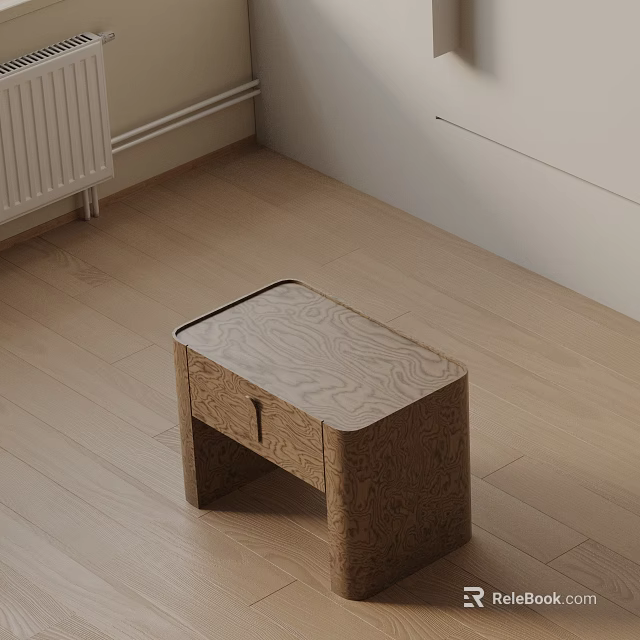 Minimalist Wooden Nightstand With Natural Wood Grain And Single Drawer Storage Design 3d model 