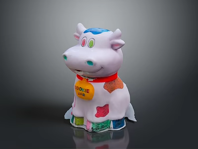 Colorful Cow Shaped Toy Car With Red Collar And Cookie Badge 3d model