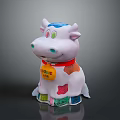 Colorful Cow Shaped Toy Car With Red Collar And Cookie Badge