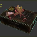 Military Grenades Crossed On Old Wooden Crate With Vintage Labels And Storage Markings
