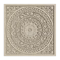 Intricate Decorative Panel with Circular Center and Layered Patterns in Light Wood and Beige