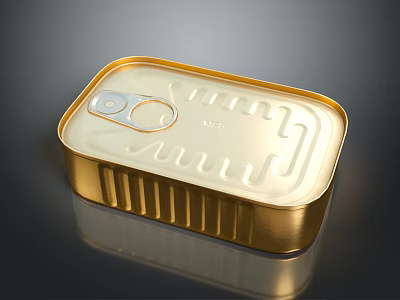 Golden Metal Canned Container With Pull Tab For Food Storage Household Item 3d model