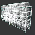 Storage Shelves With Multiple Layers Holding Brown Cardboard Boxes And White Labels 3d model