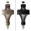 Black and Brown Modern Chandelier with Unique Slender Strips Geometric Design Structure