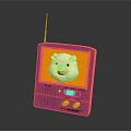 Pink Kids Computer With Yellow Screen Pig Face Design Antenna And Buttons