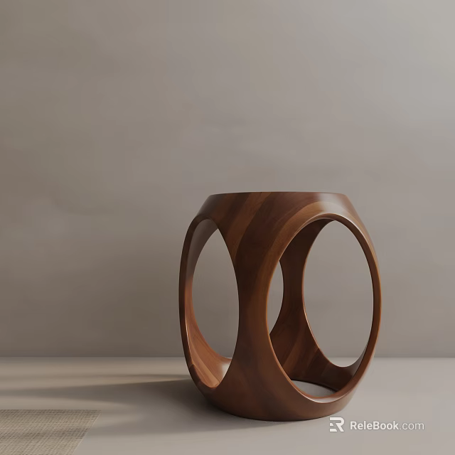 Modern Wooden Side Table with Circular Hollow Design for Living Room Decor 3d model 