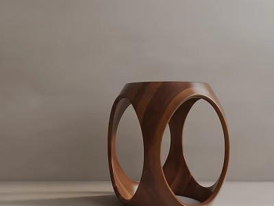 Modern Wooden Side Table with Circular Hollow Design for Living Room Decor 3d model