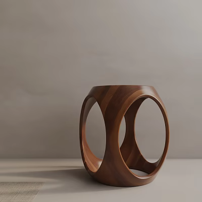Modern Wooden Side Table with Circular Hollow Design for Living Room Decor 3d model