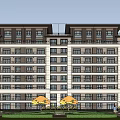 Modern Residential Building Exterior Design With Elegant Entrance And Stone Decorations