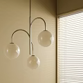 Modern Three Globe Pendant Light with Silver Frame Beige Wall and Blinds Window Interior 3d model