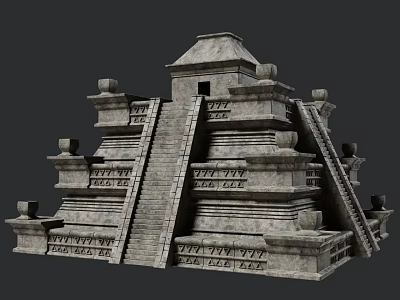 Ancient Stone Pyramid Architecture With Multi Tiered Stairs And Intricate Carved Details 3d model