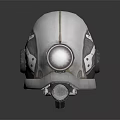 Modern White Helmet with Metallic Goggles and Red Dial Fashion Design