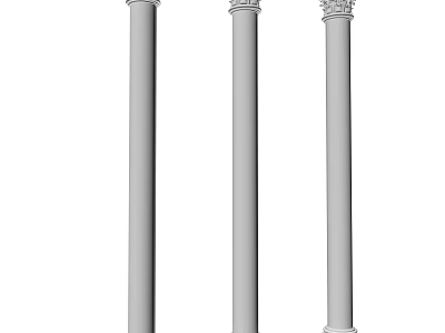 Three Classical Roman Columns with Ornate Capitals in Architectural Design Rendering 3d model