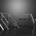 Modern Staircase Design With Glass Railing And Metal Frame Structure 3d model