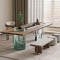 Tea Table and Chair Combination Tea Table Stool Carpet Tea Set 3d model