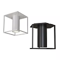 Modern Pendant Lights In Black White With Geometric Square And Circular Frames 3d model