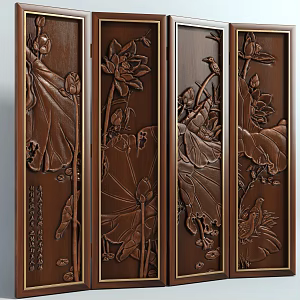 new chinese style screen 3d model