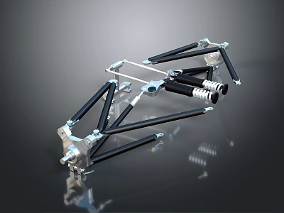 Sturdy Metal Furniture Frame Design With Multiple Black Silver Support Bars And Connectors 3d model