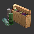 HELL JACK Cartridges In Open Cardboard Box With Green And Brown Shells 3d model
