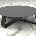 Modern Round Black Coffee Table With Crossed Metal Frame On Marble Surface 3d model
