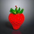 Juicy Fresh Ripe Red Strawberry With Green Leaves On Black Background