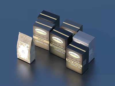 Premium Chocolate Powder Packaging Boxes With Dark Brown Pouch And Elegant Design Containers 3d model
