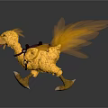 Yellow Fluffy Bird Like Creature Carrying Brown Backpack With Orange Feathers