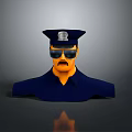 Cartoon Police Officer Character Wearing Blue Uniform Police Hat With Badge Sunglasses And Yellow Face