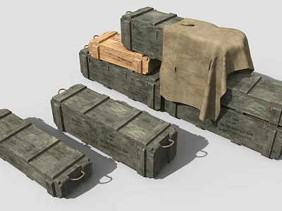 Vintage Wooden Box ammunition box military cargo camouflage cloth wooden box military wooden box 3d model