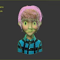 3D Animated Game Character With Blonde Hair Blue Plaid Shirt And Smiling Expression