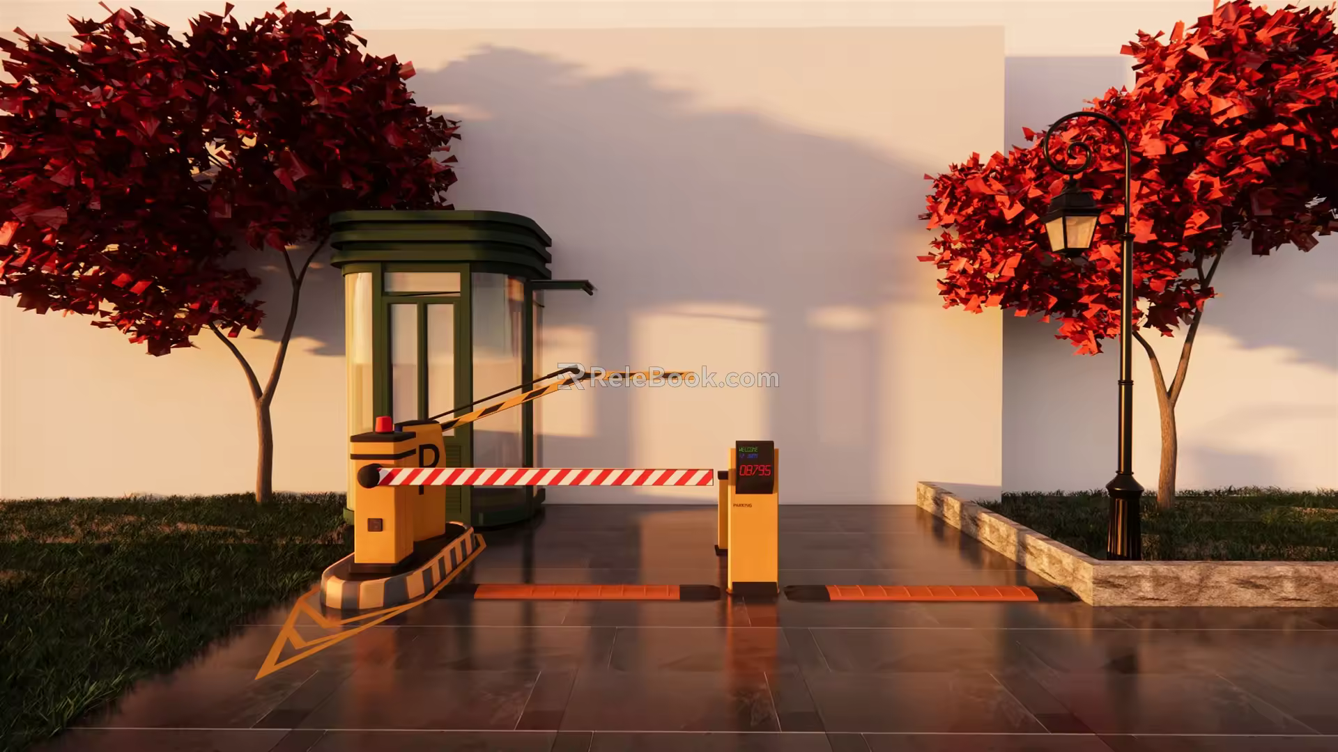 Modern security booth security booth pole sentry box speed bump 3d model