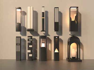Modern Outdoor Lights Various Designs Wall And Floor Standing With Bright Warm Illumination 3d model