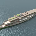 Large White Ship With Green Roof Sailing On Blue Sea With Multiple Decks