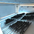 Modern Cinema Interior With Audience Seated And Large Screen Playing Movie