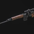 Classic Bolt Action Rifle With Wooden Stock Black Barrel And Scope