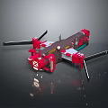 Red And White Drone Model With Black Propellers And Aerodynamic Body Structure 3d model