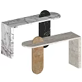 Modern Console Table With Marble Surface In Black White And Gold Elegant Design 3d model