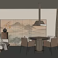 Chess and Card Room Mahjong Room Mahjong Room Mahjong Table Mahjong Table and Chair Combination Double Sofa Smoking Lamp 3d model
